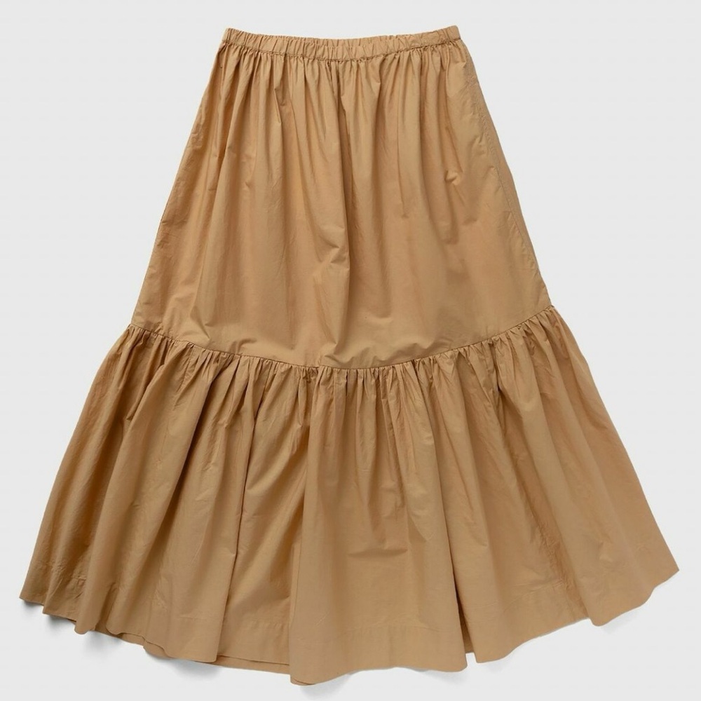 Ganni Cotton Poplin Maxi Flounce Skirt